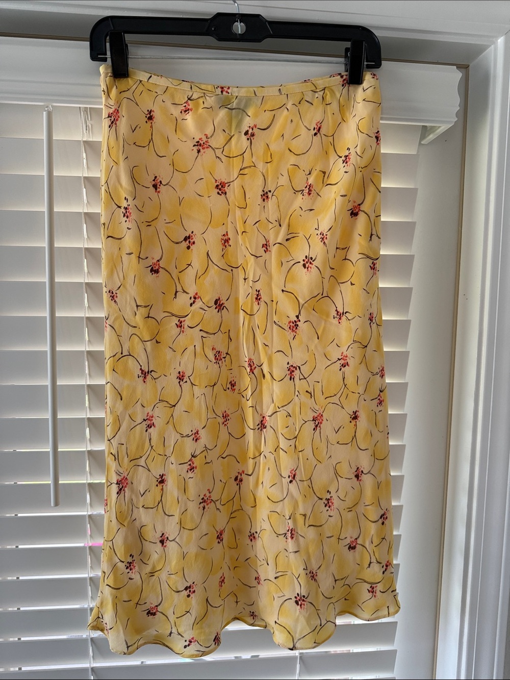 Ann Taylor Factory Yellow Floral Midi Skirt